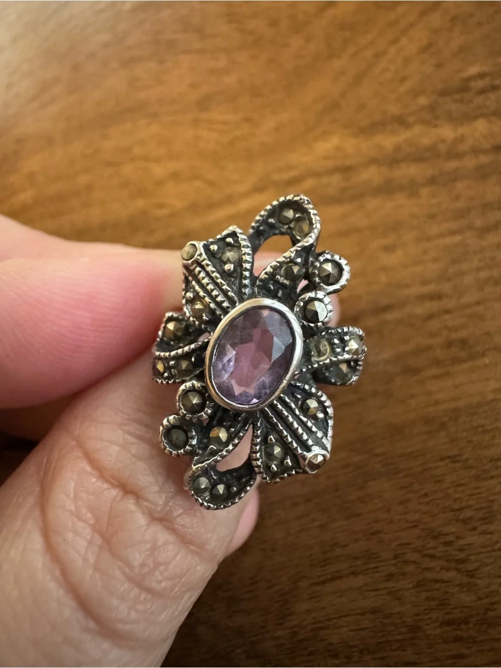 Purple Ribbon Sterling Ring